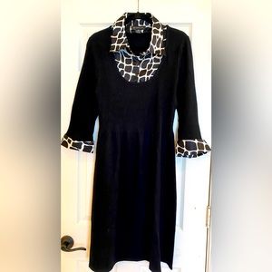 INC International Concepts Woman Black Knit&Silk Dress fits 0X-1X perfectly